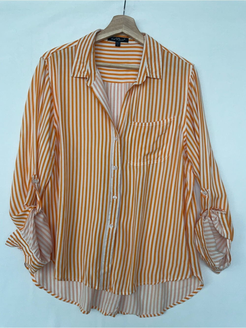 Velvet Heart Orange and White Striped Button-Down Shirt